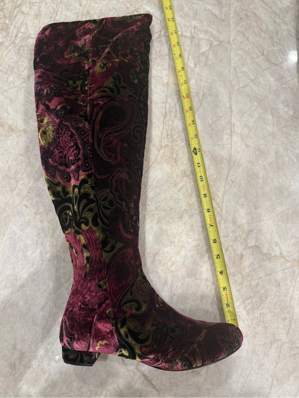 Born Velvet Paisley Over-the-Knee Boots - Pink and Black - Picture 9 of 17